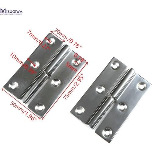 2 pcs Door Hatch Cabin Strap Hinge Stainless Steel Heavy Duty Boat Hatch Door Cabin Marine Hinges Hardware Cabinet Door Lift-Off