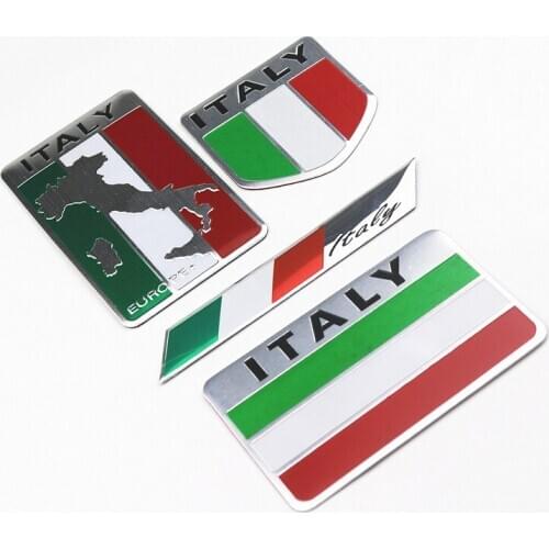 3D Aluminum Car Italian Italy Map National Flag Sticker Emblem Decal For Fiat Lancia Renault Clio Ford Fiesta VW Golf Polo