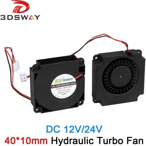 3DSWAY 3D Printer Fan 12V 24V 40*10mm Hydraulic Bearing Blow Radial Cooling Fan Turbo Fan with XH2.54-2P Wire for 3D Printer Kit