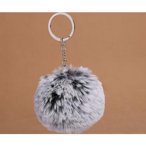 8CM Fluffy Faux Rex Frost Colors Ball Pom Pom Keychain Women Bag Charms Rabbit Fur Pompon Trinket Key Chain Jewelry Wedding Gift