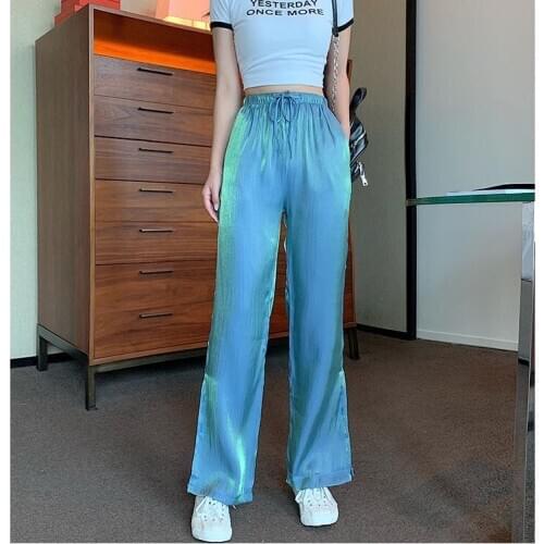 A278-Summer trendy one button skinny pants wide leg pants