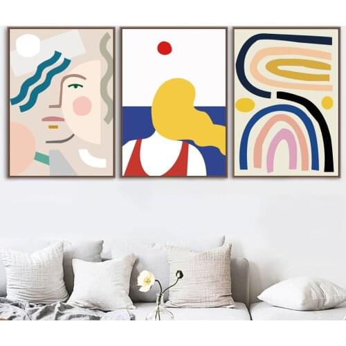 Abstract Creative Girl Face Lover Plant Wall Art Canvas Painting Nordic Posters And Prints Wall Pictures For Living Room Decor