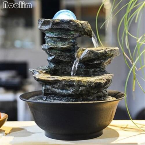 Resin Living Room Water Fountain Crystal Ball With LED Light Waterscape Feng Shui Ornaments Home Decor Crafts Wedding Gifts