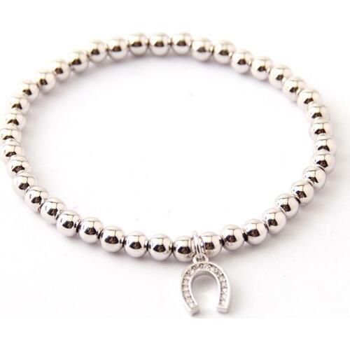 Free Shipping 5mm Round Copper Beads Horse Hoof CZ Charm Bracelets & Bangles