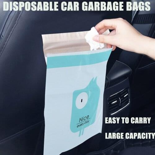 Biodegradable Easy Stick-On Trash Bag 15/30/60pcs Self Adhesive Bag with Cute Pattern for Car Office Home Supplies J2Y