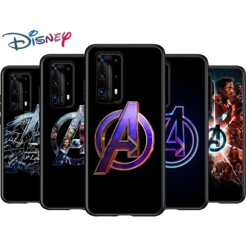 Marvel Avengers Logo for Huawei P40 P30 P20 P10 P9 Lite E Pro Plus Mini 2019 2017 Black Phone Case
