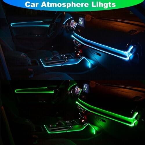 Flexible Car Atmosphere Lights RGB Multiple Modes App Remote Sound Control Auto Interior Decorative Ambient Neon Lamp Strips