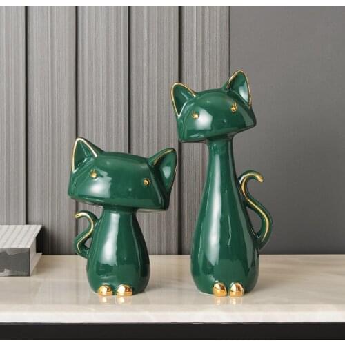 Nordic Cute Cat Ceramic Ornaments Decoration Coffee Table Store Sculpture Crafts Home Livingroom Desktop Figurines Accessories