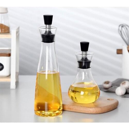 Nordic Creative Leak-Proof Glass Cruet Olive Oil Bottle Wine Condiment Sauce Storage Bottle Kitchen Cooking Tools Organizer