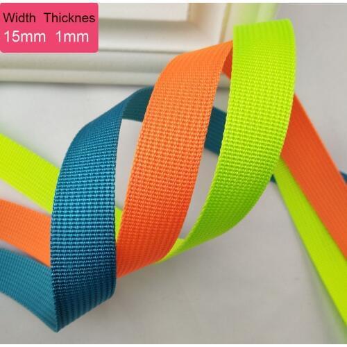 50 Yards 15mm Width Nylon Webbing Strap Thickness 1mm For Bag Sewing Belt Backpack Strapping Tape DIY Craft 31 Colors