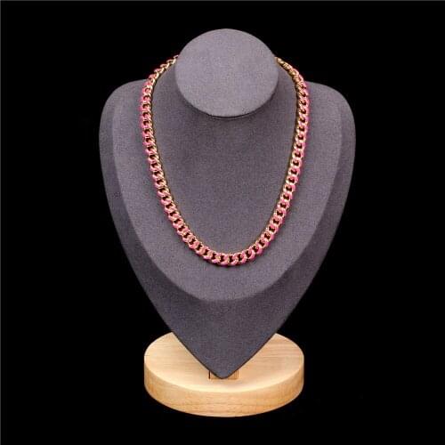 FACEINS Fashion Hip Hop Oil Drop Color Cuban Chain Necklace Fashion Trend Men and Women Necklaces Accessories