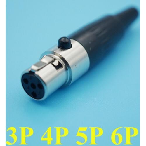 100pcs Mini XLR 3 4 5 6 Pin Female Plug Small XLR Audio Microphone Connector for MIC Soldering Straight