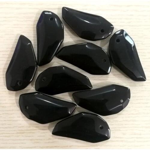 Fashion natural Black Onyx Stone Individual wolf teeth Shape Pendant Charm For men Necklace Jewelry making 6pcs