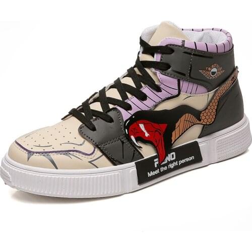 Mens Casual Shoes Autumn Winter New High-top Cartoon Casual Fashion Trend Fashion Sneakers Couple Board Shoes Size 35-44