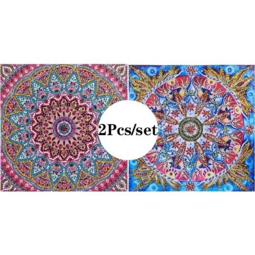 2Pcs 5D DIY Diamond Painting Special Shaped Flower Handicraft Needlework Picture of Rhinestones Diamond Embroidery Mandala Gift