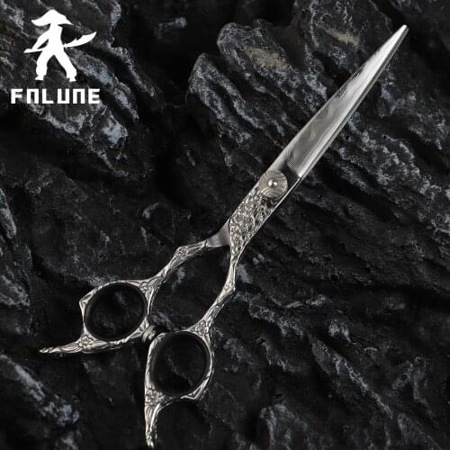 FnLune 6.0 100% Damascus Knife Professional Hair Salon Scissors Cut Barber Accessories Haircut Shear Hairdressing Tools Scissors