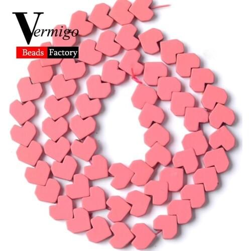 Rose Red Heart Shape Nanotech Rubber Hematite Minerals Beads For Jewelry Making 8mm Spacer Beads Diy Bracelets Necklace 15