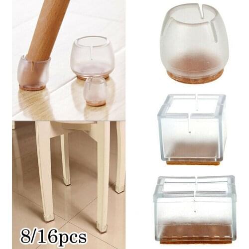 8/16 Pcs Chair Leg Hat Assorted Round Square Rectangle Silicone Floor Protector Furniture Table Feet Covers Pipe Furniture Feet