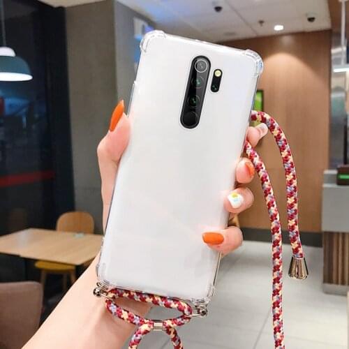 Luxury Cute Lanyard Silicone Phone Case For Xiaomi Redmi Note 10 9 8 7 Mi 11 10 9 8 T Lite F2 Pro Ultra-thin Necklace Rope Cover