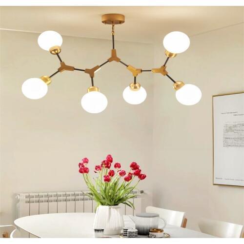 Nordic Creative Lustre Chandelier Lighting Bedroom DiningRoom Study Glass Ball Luminaria Magic Bean Loft Cafe Crystal Chandelier
