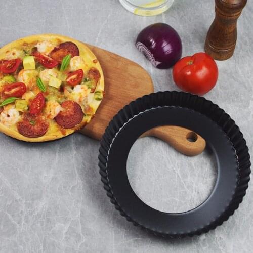 9 Inch Carbon Steel Non-stick Pizza Baking Pan Bakeware Tools For Baking Pizza Cake Round Mould Removable Loose Bottom Fluted