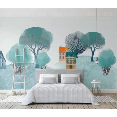 Modern Living Room Bedroom Background Wall 3d Wallpaper Nordic Style forest Hill Interior Design 3d Wallpaper Mural