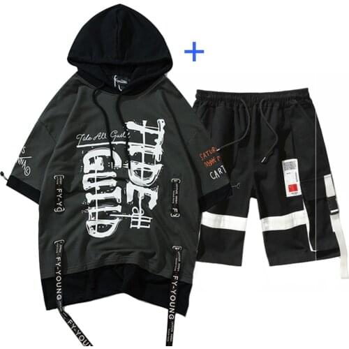 New Mens Sets Japan Fashion Men Clothing Jogging Hooded Tracksuit Men Sets Casual Streetwear 2 piece sets Sports Short Suit Men