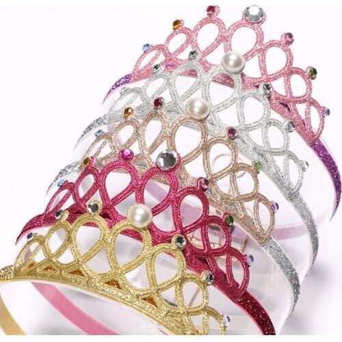 10pcs Fashion Royal Glitter 3D Tiaras Headbands Solid Gemstone Crown Soft Hairbands Princess Headwear Hair Accessoies