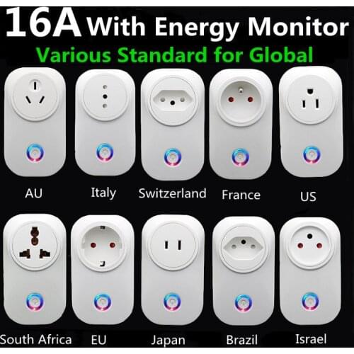Tuya Wifi Smart Plug 16A EU Brazil Socket With Timer Power Energy Monitor SmartLife APP Voice Control Work For Google Home Alexa