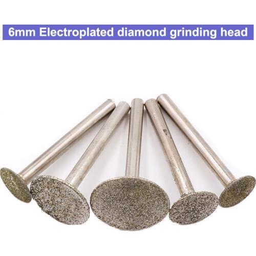 URANN 6mm Shank 6-25mm Dremel Accessories Diamond Grinding Heads Burrs Bur Bit for Dremel Rotary Tool