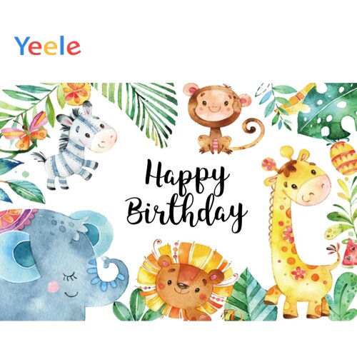 Animal Flower Leaves Jungle Baby Birthday Shower Party Vinyl Backdrop Photography Photographic Background For Photo Studio