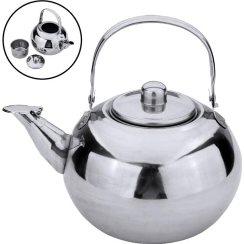 1pc Mayitr 14/16/18/20cm Stainless Steel Teapot Coffee Pot with Tea Leaf Infuser Filter Convenient Tea & Coffee Pots