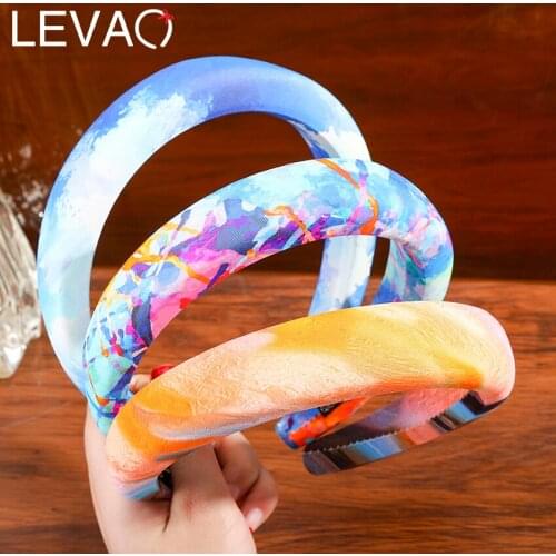 Levao New Sponge Padded Headband For Women Multicolor Tie dye Hair Bands Hoop Bezel Hair Accessories Headwear