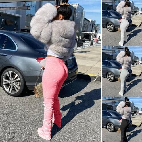 Women Pants Solid Color Drawstring Stacked Sweatpants Ruched Sports Pants Trousers Fashion Skinny Long Trousers Streetwear 2021