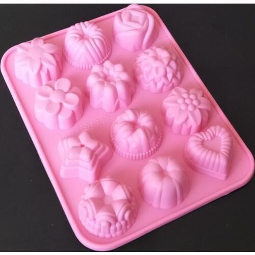 10Pcs Re-useable Silicone Flower Cake Mold/Muffin Cupcake Pink Silicon Cake mould Mold /cake decoration