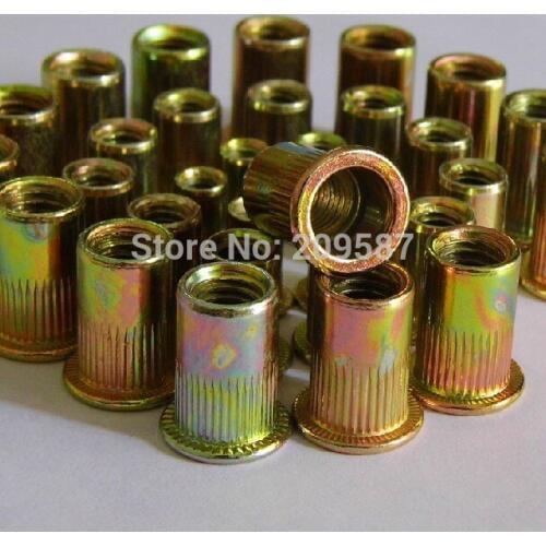 100pcs/lot Metric Steel Flat Head M10 Blind Insert Rivet Nut Rivnut Free Shipping