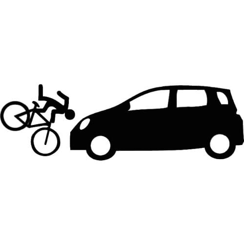 16*5cm Traffic Accident In Which A Bicycle Collides With A Car Vinyl Car Stickers For Car Rear Windshield Decoration