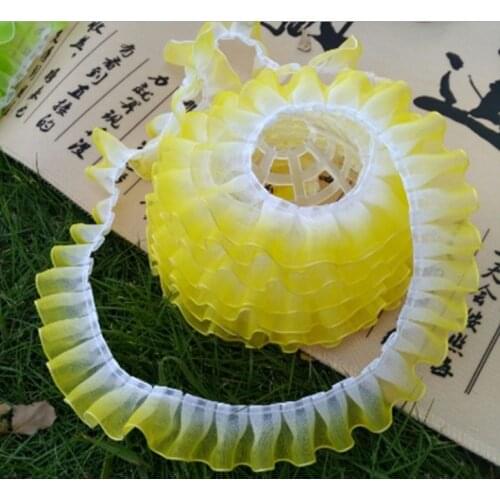 34Yards Lace Trimming Pleated Ruffle For Garment Colored Pleat Lace Fabric 2.5cm Ribbon