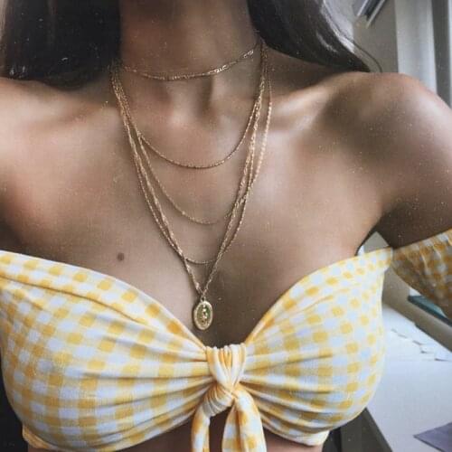 5 Pcs/Set Vintage Chain Virgin Mary Multilayer Pendant Long Chain Necklace Women Gold Necklace Set Simple Valentines Day Gift