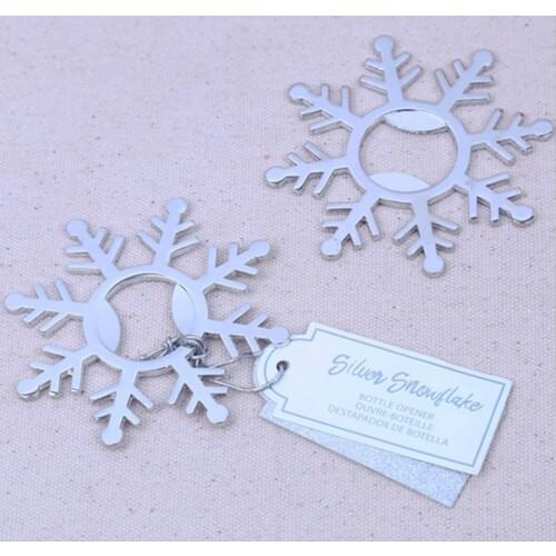 50pcs lot Metal Sliver Snowflake Bottle opener Birthday Party Anniversary souvenirs Wedding Bridal shower Bridesmaid gift