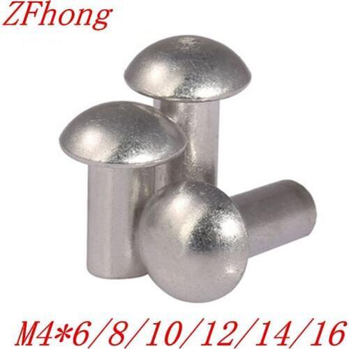 500pcs M4*5/6/8/10/12/14/16 Domed Head Solid Rivets Aluminum