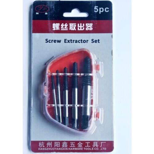 Free shipping 5PCS/SET 50# carbon steel made damaged Screw Stud Bolt Extractor Remover Set Easy Out drill Tool Kit
