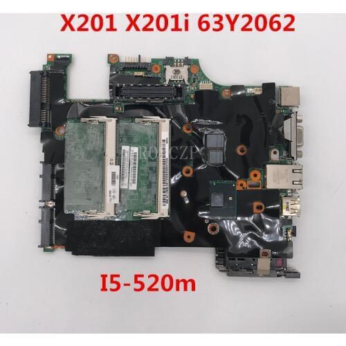 Free shipping For ThinkPad X201 X201i Laptop motherboard 63Y2062 08270-3 48.4CV13.031 With I5-520M CPU working well