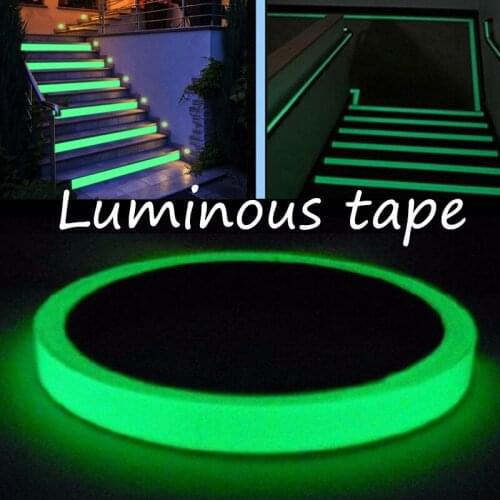 Safety Glow in Dark PET Luminous Adhesive Emergency Line Green PVC Tape Night Vision Warning 10/15mmX3m Tape Security Decoration