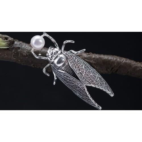 S925 sterling silver Animal pearl brooches for men and women, universal fashion personality, retro-known accessories, blockbuste