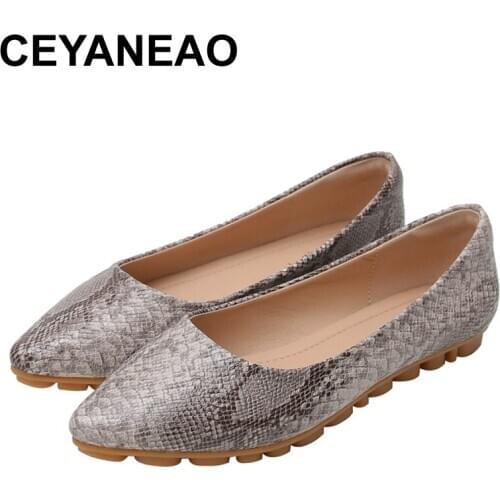 CEYANEAO Plus Size Women Shoes Fashion Leopard grain Flat Shoe Lightweight Breathable Ladies Lazy Loafers Casual Female Footwear