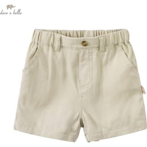 DB17400 dave bella summer baby boys fashion solid pockets pants children kneel length kids pants infant toddler trousers