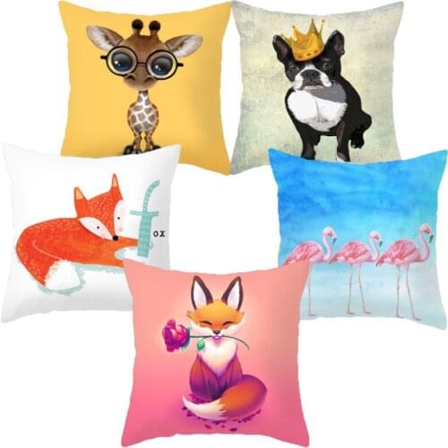Cartoon Baby Animals Throw Pillow Case Cushion Covers for Home Sofa Chair Decorative Pillowcases