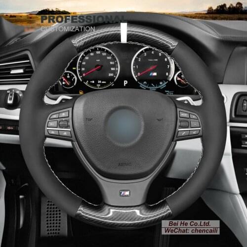 DIY Hand Stitching PU Carbon Fiber Black Suede Car Steering Wheel Cover for Seat Leon FRCupra MK2 1P