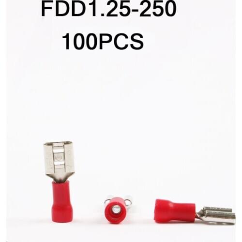 Insulated Female Disconnector FDD1.25-250 100PCS/Pack Spade Quick Electrical Connector Crimp Wire Terminal
